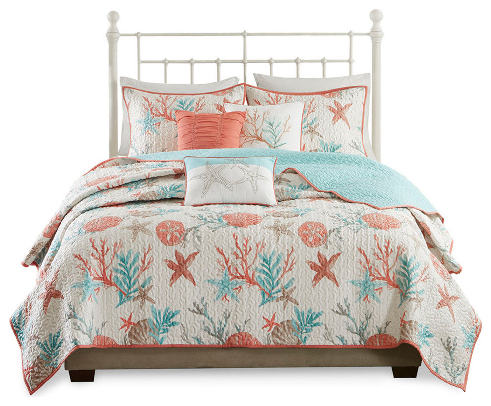 Madison Park Sateen Printed 6-Piece Coverlet Set, King/California King