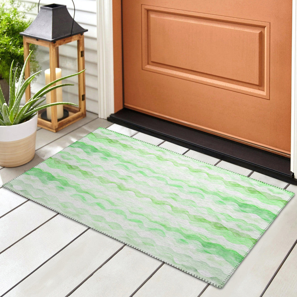 Indoor/Outdoor Seabreeze SZ16 Cactus Machine Washable 1'8" x 2'6" Rug