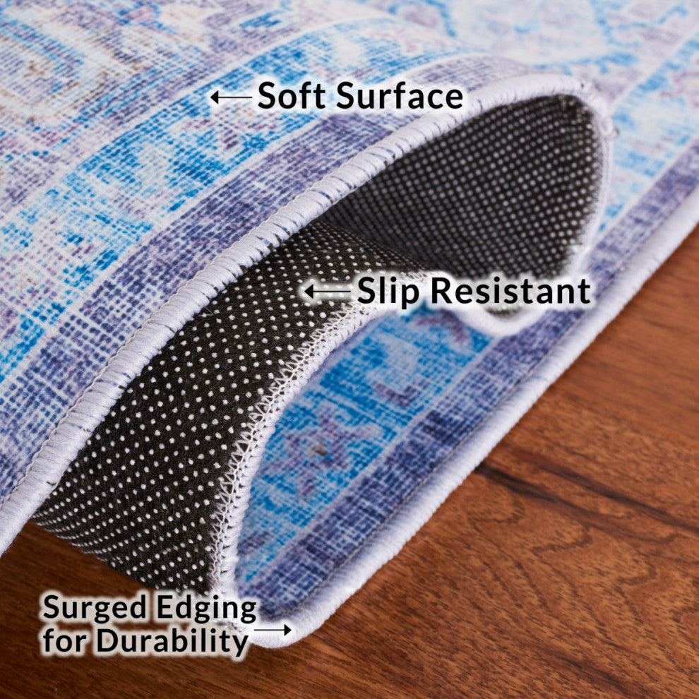 Safavieh Tucson TSN185 Rug Machine-Washable, Purple/Blue, 8' Square