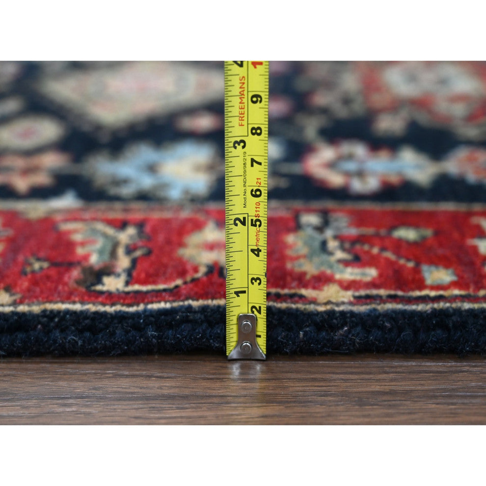 Pastel Black Hand Knotted Karjihooz Design Wool Runner Rug, 2'9"x11'10"