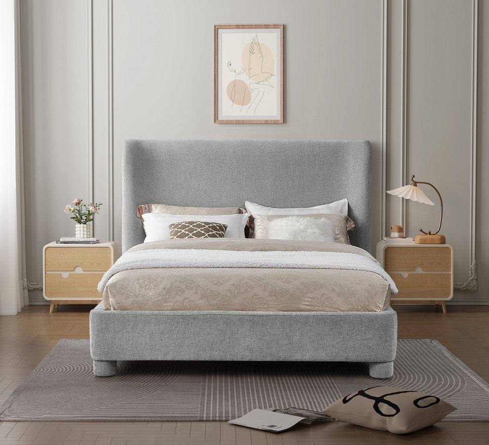 Penny Bed, Gray, Queen, Chenille Fabric