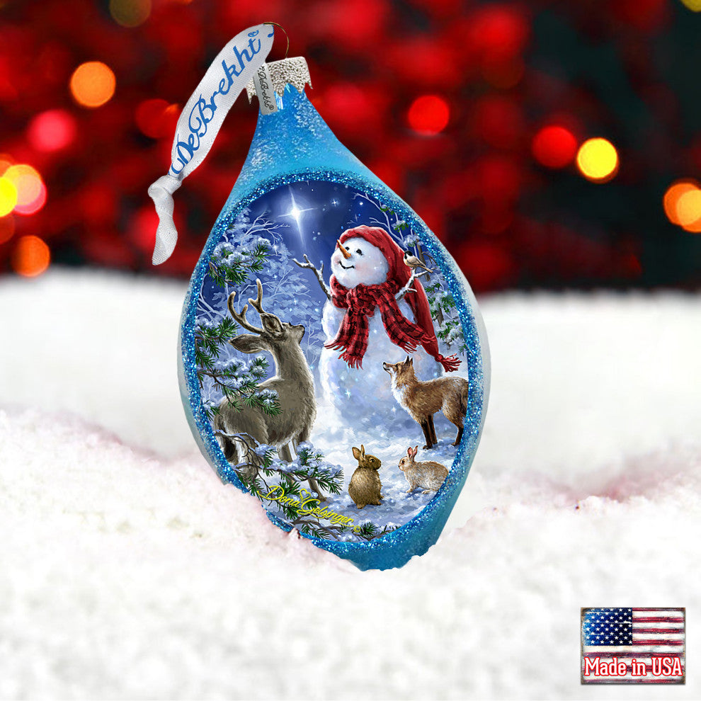 Trimming the Tree Snowman Glass Ornament