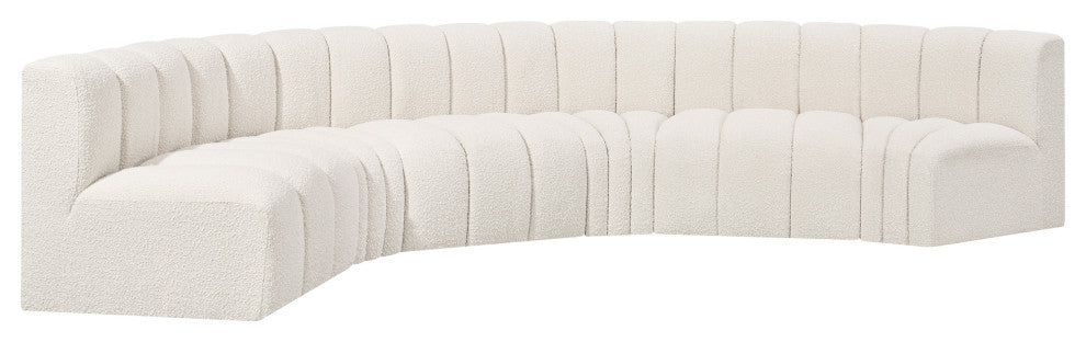 Arc Boucle Fabric Upholstered 6-Pc. U-Shaped Modular Sectional, Cream