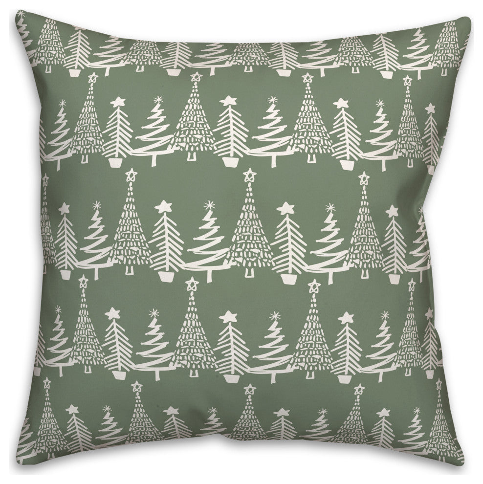 Sage Christmas Tree Pattern 18x18 Indoor/Outdoor Pillow