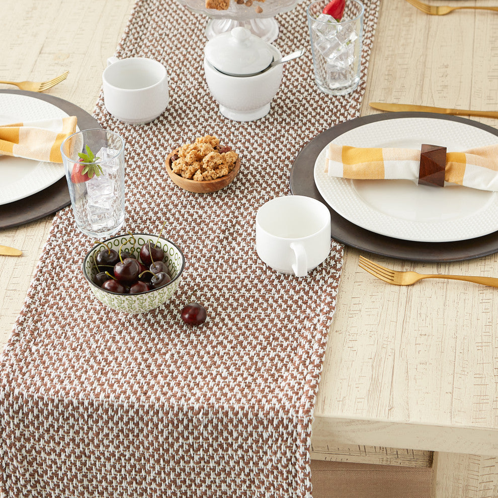 Bark Brown Woven Table Runner 15x108