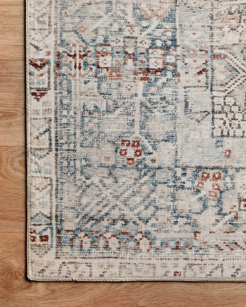 Chris Loves Julia x Loloi Jules Natural/Ocean 2'-6" x 7'-6" Area Rug