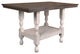 60" Dining Table Pub High Top Distressed White And Brown Solid Wood