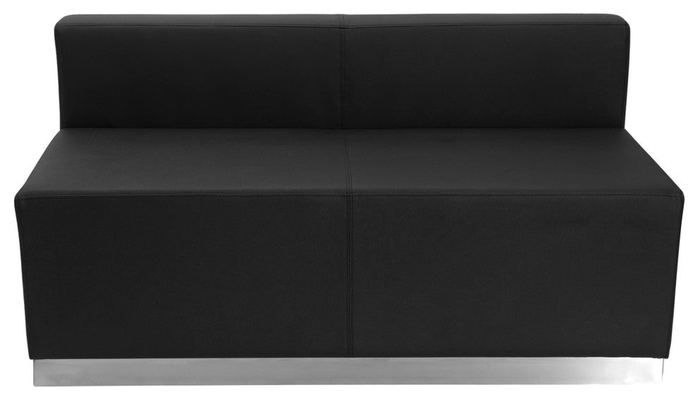 Black Bonded Leather Loveseat, Black