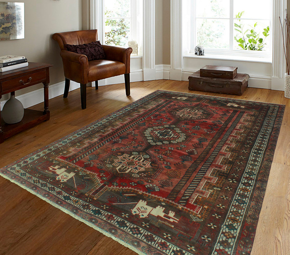 Fine Vintage Distressed Brisenia Rust Rug