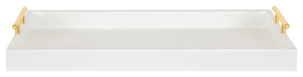 Lipton Narrow Rectangle Wood Accent Tray, White