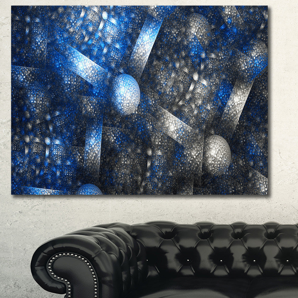 Crystal Cell Dark Blue Steel Texture, Abstract Wall Art Canvas, 40x30