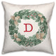 Christmas Wreath Monogram D 18x18 Spun Poly Pillow