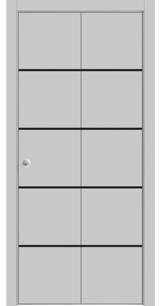 Bi-fold Doors 36 x 84 | Planum 0015 Grey Matte with  | Sturdy Tracks