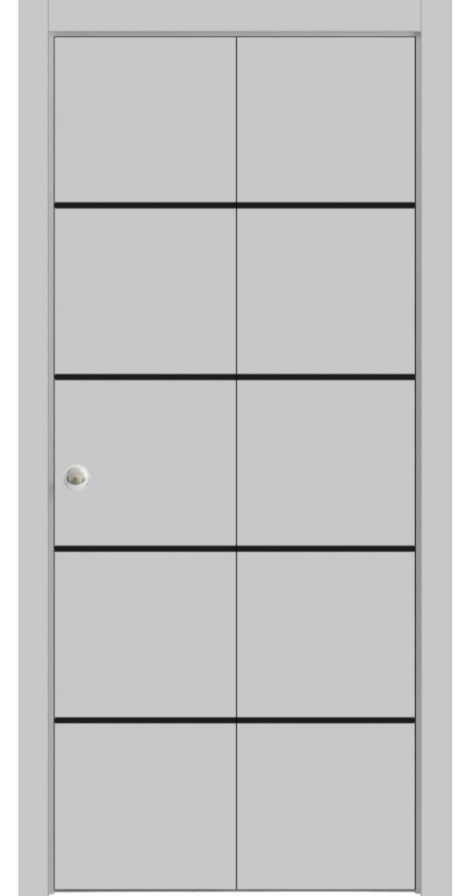 Bi-fold Doors 36 x 84 | Planum 0015 Grey Matte with  | Sturdy Tracks