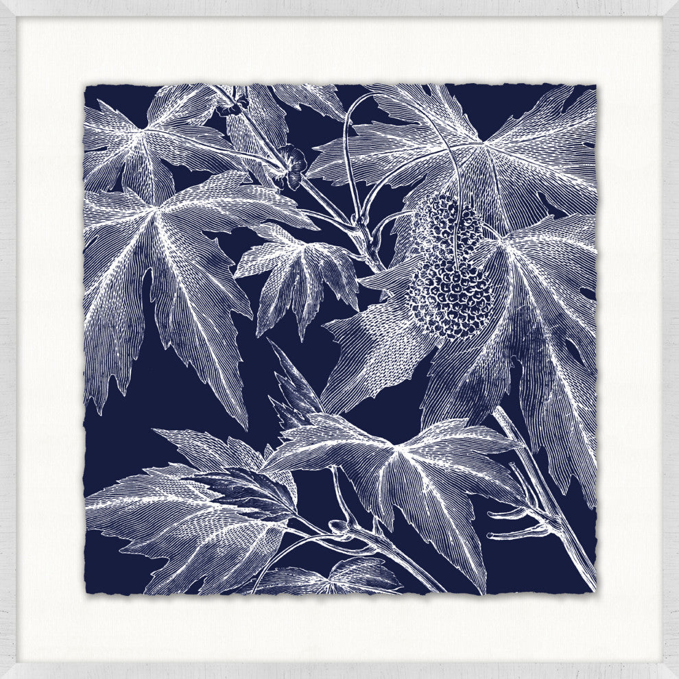 Transitional Leaf Composition On Navy 3, Giclee Reproduction Artwork