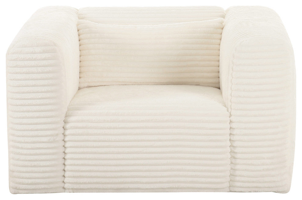 Tarra Fluffy Oversized Corduroy Armchair, Cream
