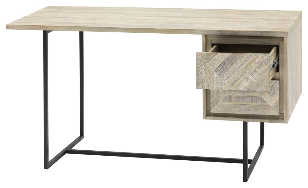 Peridot 2 Drawer Desk, Natural Acacia Wood