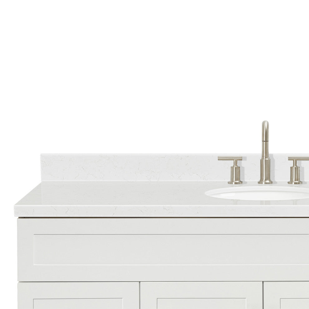 Ariel Hamlet 60" Single Oval Sink Bathroom Vanity, Carrara Quartz