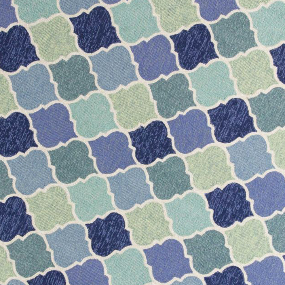 HomeRoots 7' Round UV treated Polypropylene Blue Area Rug