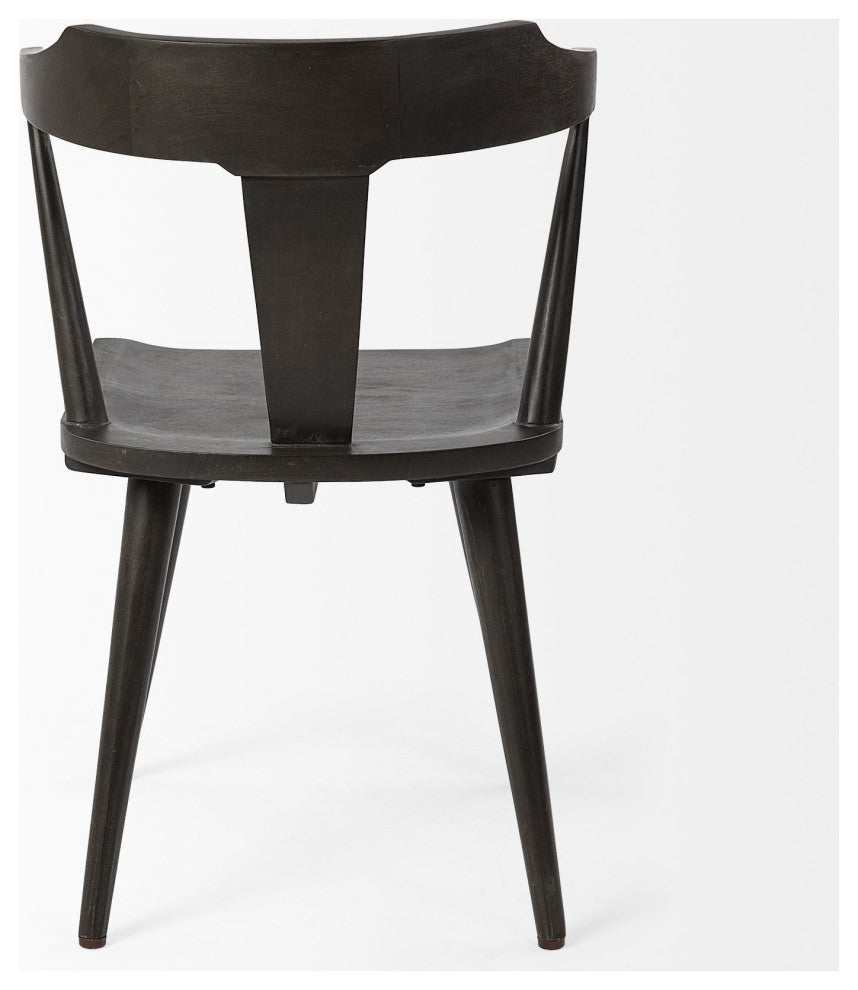 Black Mid Century Sleek Wooden Dining Chair
