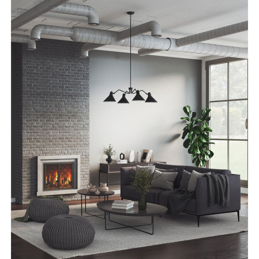 Trimble Collection Four-Light Matte Black Chandelier