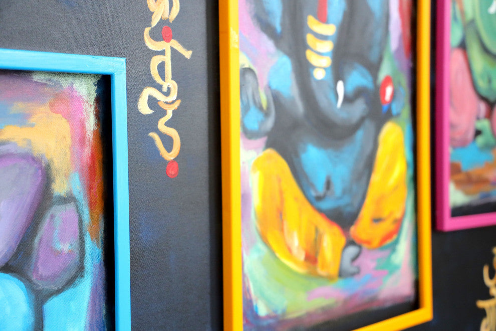 Abstract GANESHA Texture Painting, spiritual abstract expressionism figurative