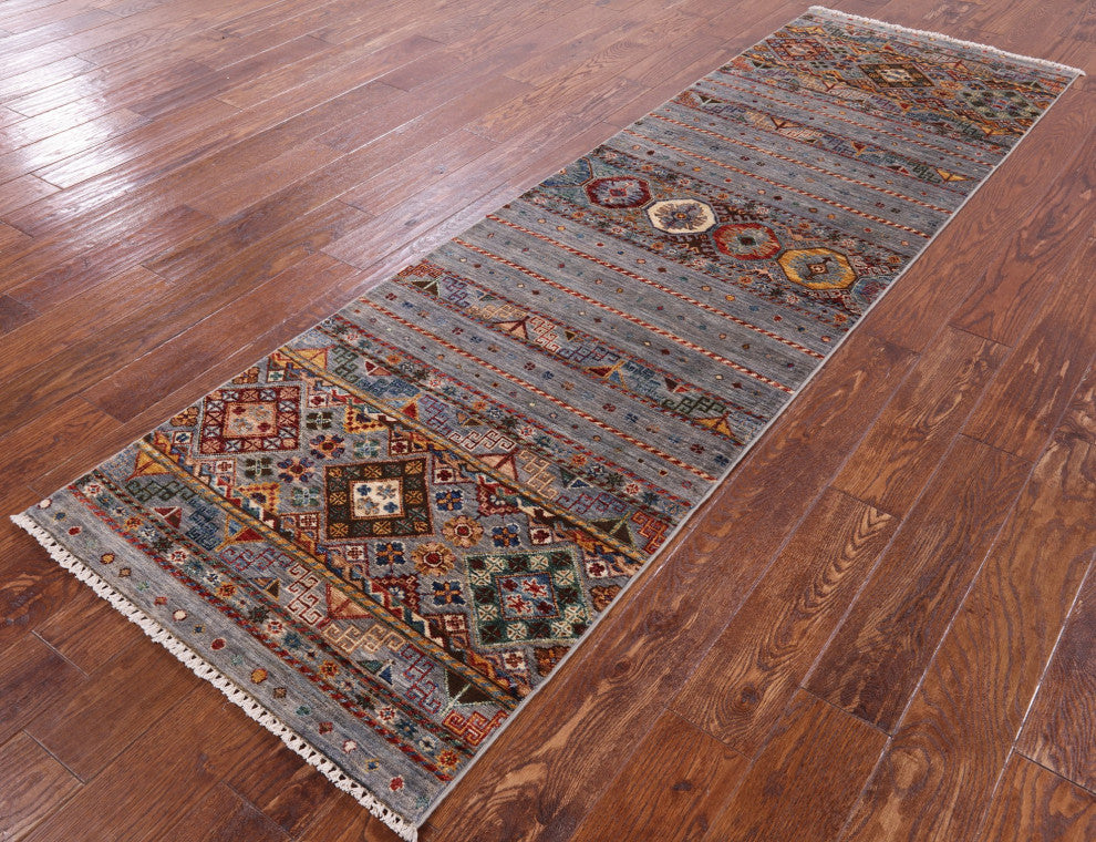 2' 8" X 8' 9" Runner Khorjin Super Kazak Hand-Knotted Rug Q5714