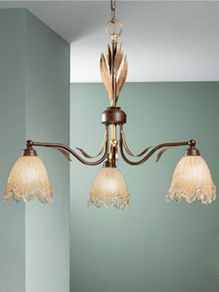 Linda 550 Chandelier, Rust Brown and Gold, Satin White