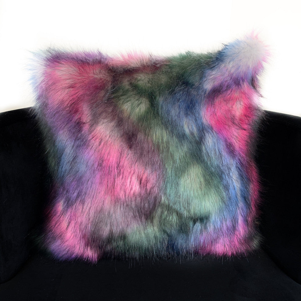 Plutus Northern Lights Animal Faux Fur Luxury Throw Pillow, 26"x26"