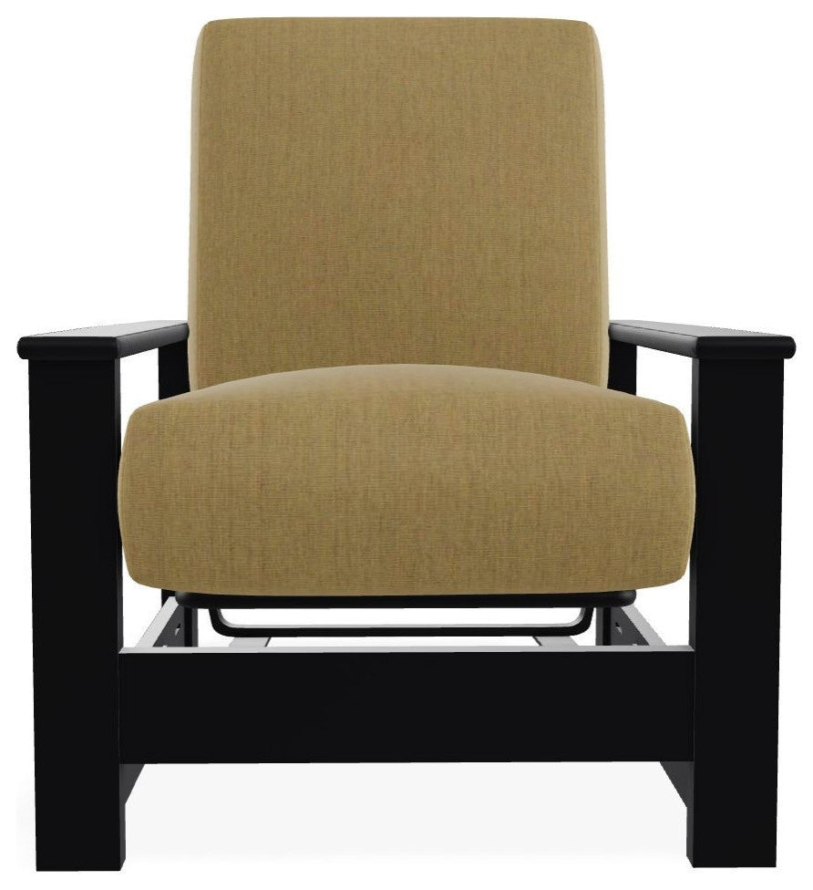 Leeward Deep Seat Outdoor Armchair with Hidden Motion, Stucco/Black