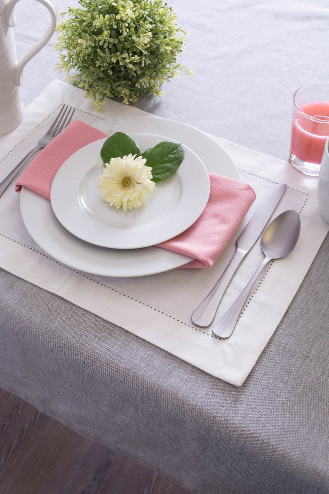 DII Gray Solid Chambray Tablecloth 60"x104"
