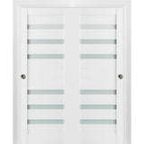 Sliding Frosted Glass Bypass Doors 84 x 96, Quadro 4266 White, Rail