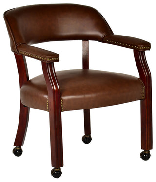 Tournament Captains Chair With Casters, Brown