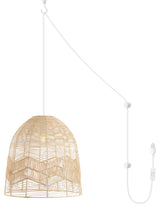 Nova 20.25" 1-Light Rattan 180" Plug-In or Hardwired LED Pendant, Brown, Sofia