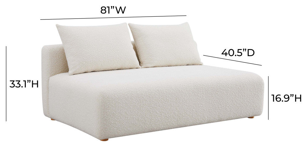 Hangover Upholstered Modular Loveseat, Cream Boucle