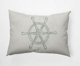 14x20" Large Ship Wheel Nautical Decorative Indoor Pillow, Sage