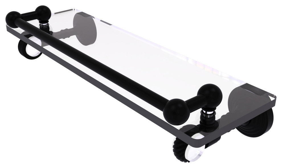 Pacific Grove 16" Glass Shelf with Twisted Accents, Matte Black