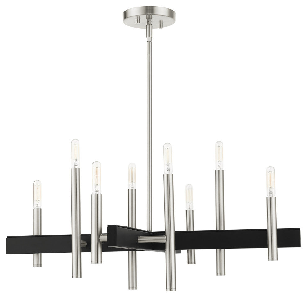 Brushed Nickel Mid Century Modern, Urban, Scandinavian, Minimal Chandelier