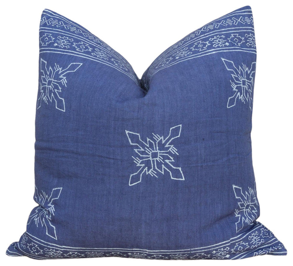 Blue Citlalee Aztec Block Print Pillow