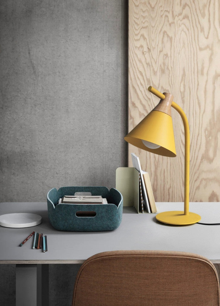 Modern simple iron wood desk lamp for study, bedroom, parlor, bookstore, hotel, Y