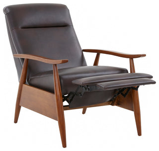 Solaris Wood Arm Push Back Recliner, Burnished Brown