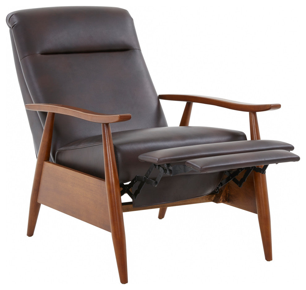 Solaris Wood Arm Push Back Recliner, Burnished Brown