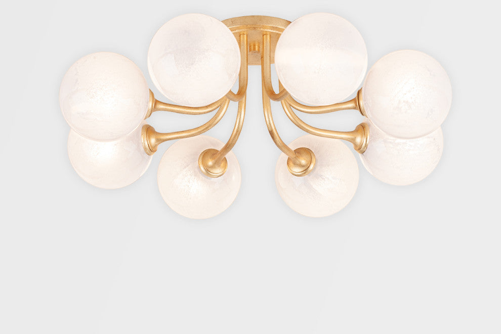 Onyx Eight Light Semi Flush Mount in Vintage Gold Leaf