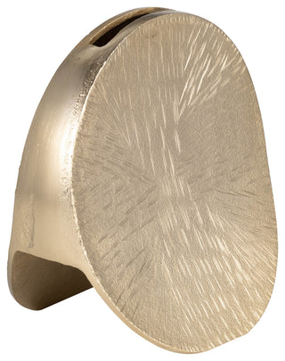 Metal, 8" Etched Oval Vase, Champagne