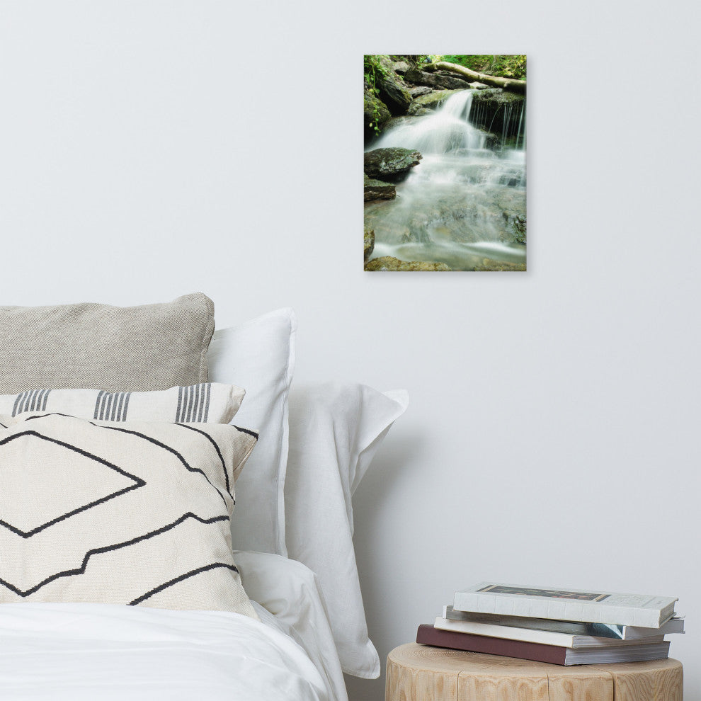 Pixley Falls 2 Rural Waterfall, Landscape Photo Canvas Wall Art Print, 12" X 16"