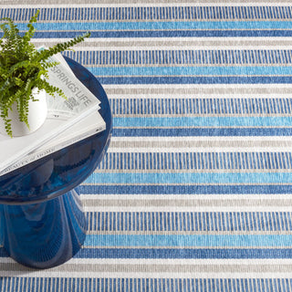Kit Kemp x Dash & Albert Always Greener Machine Washable Rug, Blue, 2'6" x 8'