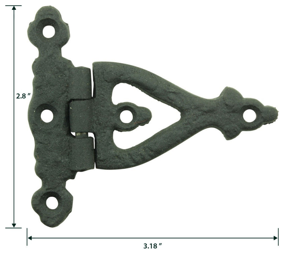 Black Wrought Iron Door Hinge 3 Inch Strap RSF Finish Barn Door Hinges