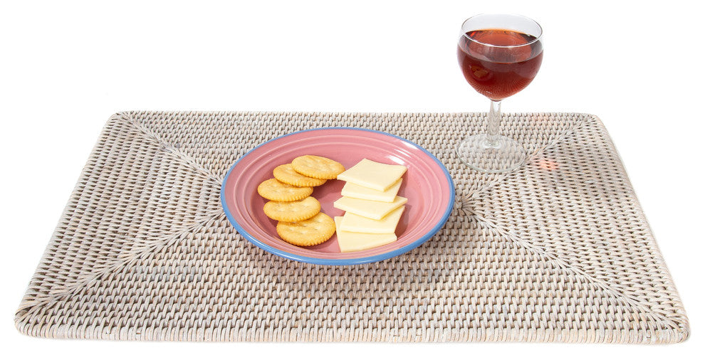Artifacts Rattan Rectangular Placemat, White Wash