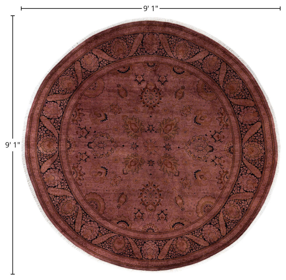 Overdyed One-of-a-Kind Hand-Knotted Area Rug Purple, 9' 1" x 9' 1"