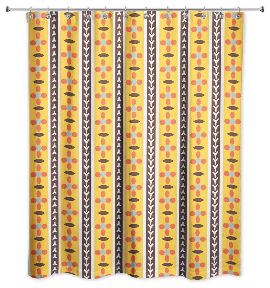 Folk Flower Pattern in Yellow Shower Curtain